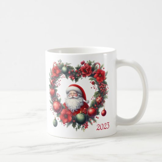 Blumenkranz in Herzform - Weihnachtsmann Kaffeetasse (Rechts)