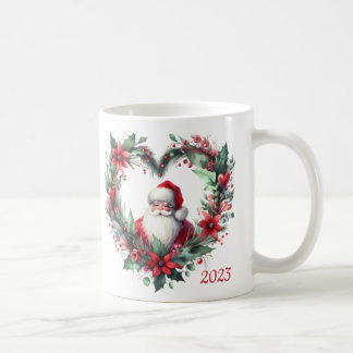 Blumenkranz in Herzform - Weihnachtsmann Kaffeetasse