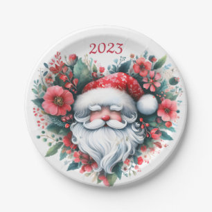 Blumenkranz in Herzform - Weihnachtsmann Pappteller
