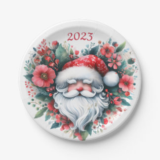 Blumenkranz in Herzform - Weihnachtsmann Pappteller