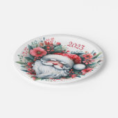 Blumenkranz in Herzform - Weihnachtsmann Pappteller (Schrägansicht)