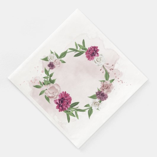 Blumenkranz in Rosa Serviette (Ecke)