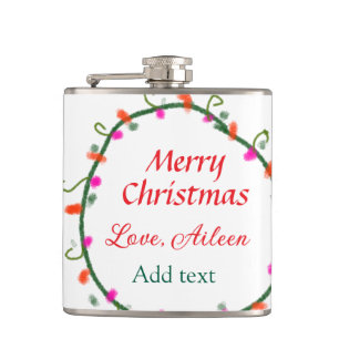 Blumenkranz in Rot-Weiß Weihnachten Flachmann