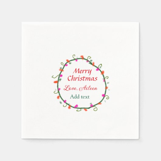 Blumenkranz in Rot-Weiß Weihnachten Serviette (Vorderseite)