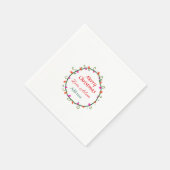 Blumenkranz in Rot-Weiß Weihnachten Serviette (Ecke)