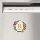 Blumenkranz Initiale Buchstabe Monogramm Name Marm Magnet (In Situ (Geschirrspüler))