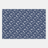 Blumenkranz kariert-blaue Weihnachtsfeiern Geschenkpapier Set (Vorderseite 3)