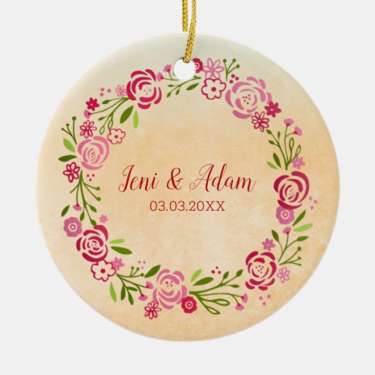 Blumenkranz Keramik Ornament (Vorne)