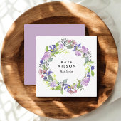 Blumenkranz Lila Blaue Blume Quadratische Visitenkarte