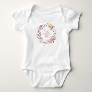 Blumenkranz-Mädchen personalisierte Monogramm Baby Strampler