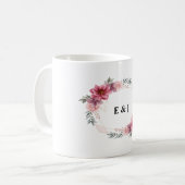 Blumenkranz mit Bride & Groom Initialen innen Kaffeetasse (Vorderseite Links)