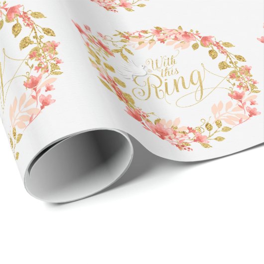 Blumenkranz mit diesem Ring Geschenkpapier (Rolleneckpunkt)