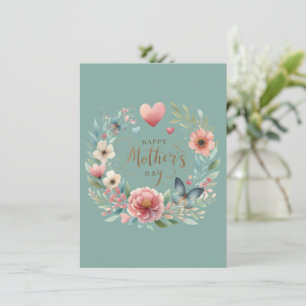 Blumenkranz mit einem Schmetterling Alles Gute zum Feiertagskarte
