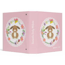 BlumenKranz mit Kaninchen-Rosa-Baby-Album-Mappe