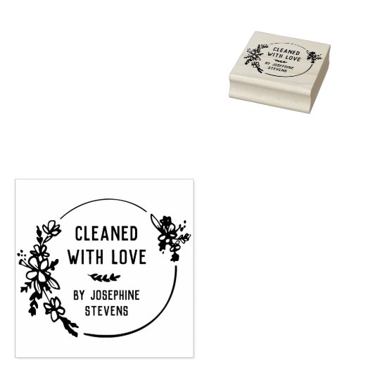 Blumenkranz mit Liebe gereinigt Gummistempel (Stempel)