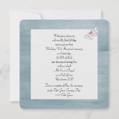 Blumenkranz mit Monogramm und Vogel Einladung (Rückseite)