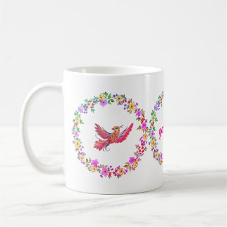 Blumenkranz mit Vogel Kaffeetasse