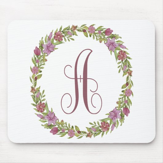 Blumenkranz Monogramm A Mousepad (Vorne)