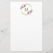 BlumenKranz-Monogramm-Briefpapier Briefpapier (Vorderseite)