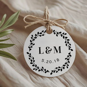 Blumenkranz-Monogramm-Hochzeit Geschenkanhänger