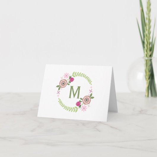 BlumenKranz-Monogramm Notecard (Vorderseite)