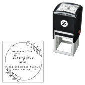 Blumenkranz-Monogramm-Rücksende-Adresse-Stempel Permastempel (Beispiel)