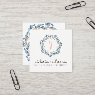 BlumenKranz-Monogramm-Visitenkarte Quadratische Visitenkarte