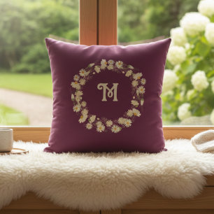 Blumenkranz Monogrammkissen bordeauxrot  Kissen