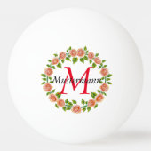 Blumenkranz Name Monogramm Tischtennisball (Vorderseite)