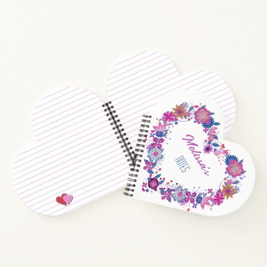 Blumenkranz Rosa blauer Name Notizblock (Innenseite)