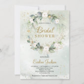 Blumenkranz Rosengrün Eukalyptus Einladung (Vorderseite)