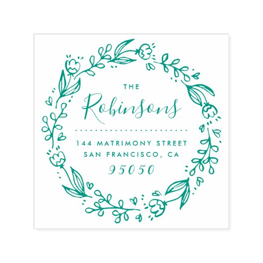 Blumenkranz Rücksendeadresse Grün Permastempel (Design)