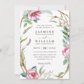Blumenkranz Rustikal QR Code Hochzeit Einladung (Vorderseite)