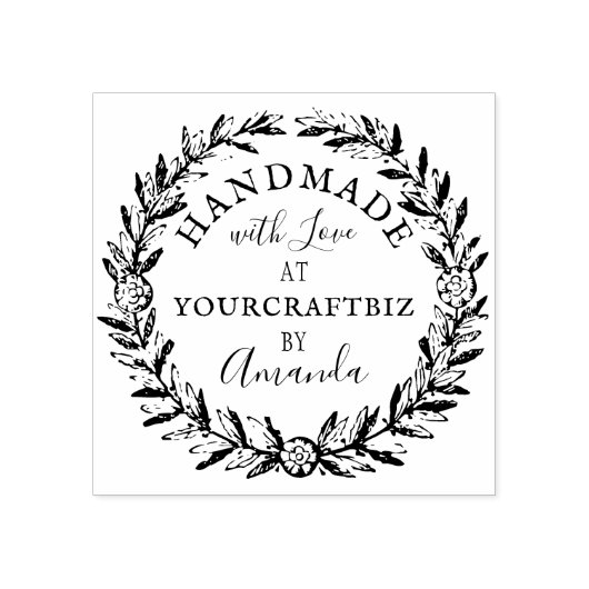 Blumenkranz, rustikaler Boho Handmade mit Liebe Ru Gummistempel (Prägung)