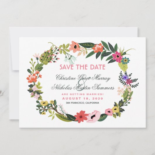 Blumenkranz Save the Date Einladung (Vorderseite)