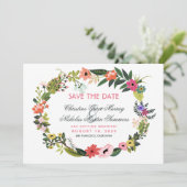 Blumenkranz Save the Date Einladung (Stehend Vorderseite)