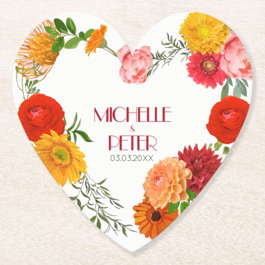 Blumenkranz - Save the Date Untersetzer (Vorderseite)
