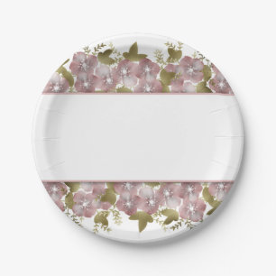 Blumenkranz Sommerrosa Blume grüne Lee Pappteller