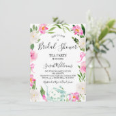 Blumenkranz Tee Party Brauerei Dusche Einladung (Stehend Vorderseite)