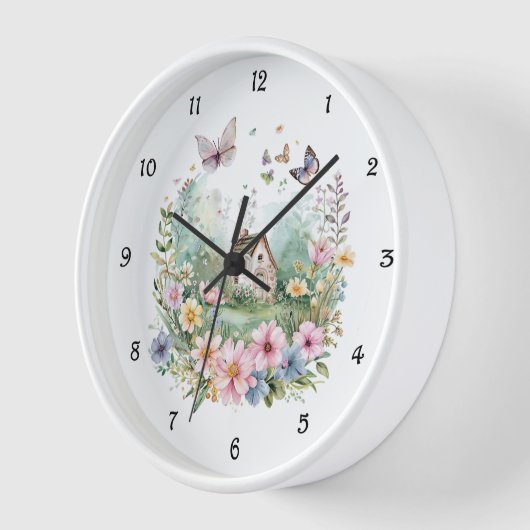 Blumenkranz und Hütte Uhr (Winkel)