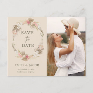 Blumenkranz von Boho Save the Date Postkarte