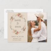 Blumenkranz von Boho Save the Date Postkarte (Vorne/Hinten)