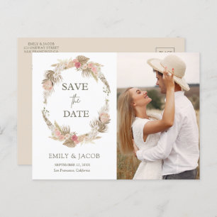 Blumenkranz von Boho Save the Date Postkarte