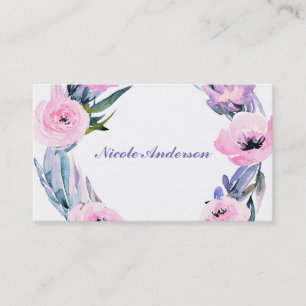 Blumenkranz Wasserfarbe Elegante Chic Blumen Visitenkarte