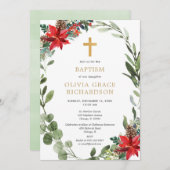 Blumenkranz Weihnachten Taufe Einladung (Vorne/Hinten)