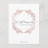 Blumenkranz Wir Got Verheiratete Ankündigung Einla Postkarte (Vorderseite)