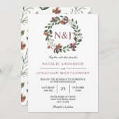 Blumenkränze in Aquarellen Blume Einladung (Vorne/Hinten)