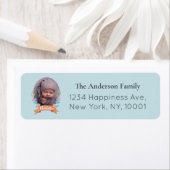 Blumenkraut Foto Rahmen Babyblau Rücksendeadresse (Insitu)