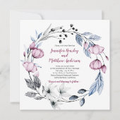 Blumenkraut-Hochzeit in Rosa und Blau | Einladung (Vorderseite)