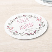 Blumenkraut-Hochzeit Runder Pappuntersetzer (Angewinkelt)